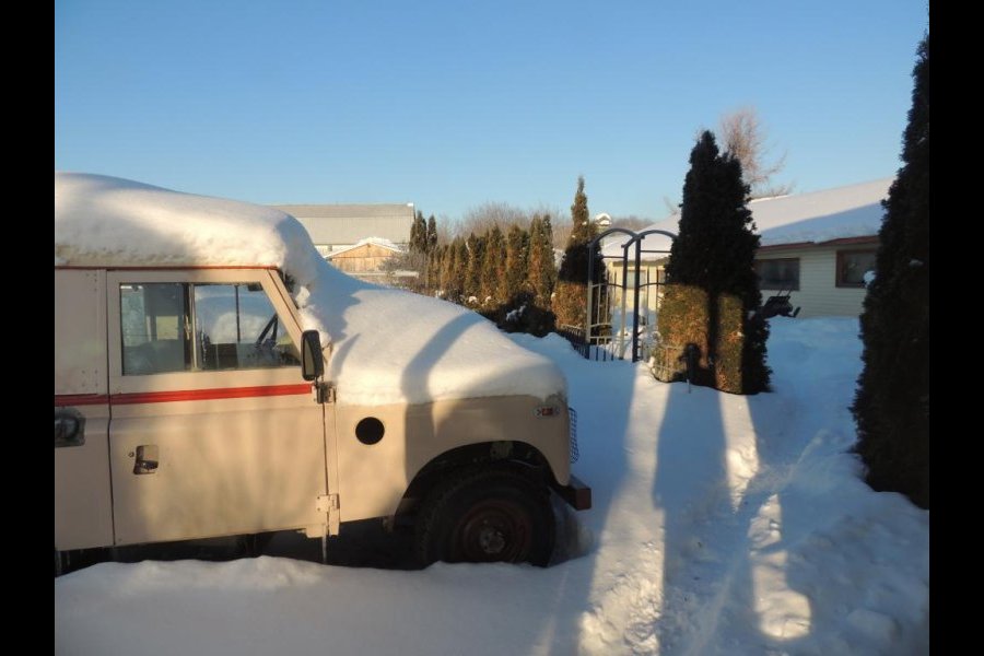 Land Rover Série 3 couvert de neige et glace par moins 30